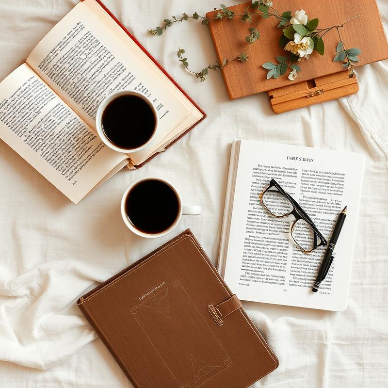 Books and writing materials arranged on a desk