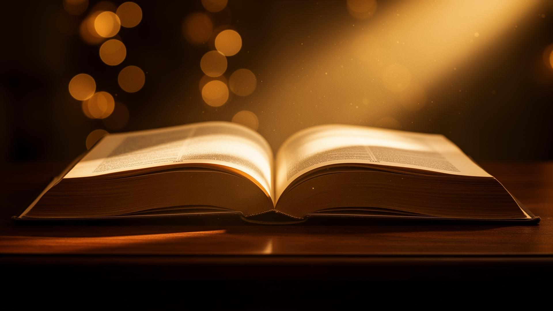 Open book with golden light